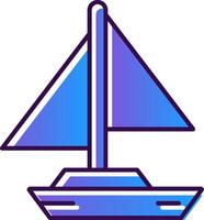 Small Yacht Gradient Filled Icon vector