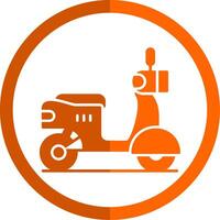 scooter glifo naranja circulo icono vector