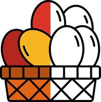 Eggs Basket Filled Half Cut Icon vector