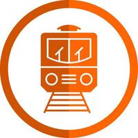 Train Glyph Orange Circle Icon vector