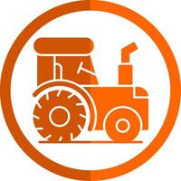 Tractor Glyph Orange Circle Icon vector