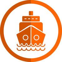 Ship Glyph Orange Circle Icon vector