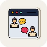 Online Chat Line Filled White Shadow Icon vector