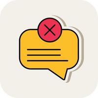 No Message Line Filled White Shadow Icon vector