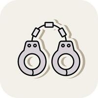 Handcuffs Line Filled White Shadow Icon vector