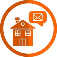 Home Message Glyph Orange Circle Icon vector