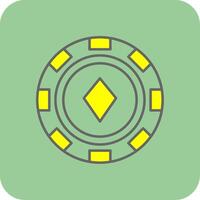 Poker Chip Filled Yellow Icon vector