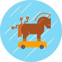 troyano caballo plano azul circulo icono vector