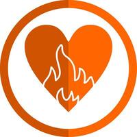 Passion Glyph Orange Circle Icon vector