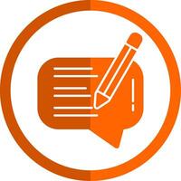 Write Message Glyph Orange Circle Icon vector