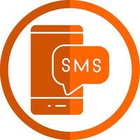 SMS glifo naranja circulo icono vector