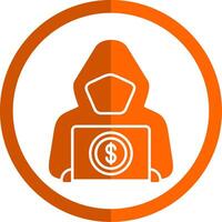 dinero blanqueo glifo naranja circulo icono vector