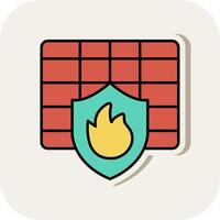 Firewall Line Filled White Shadow Icon vector