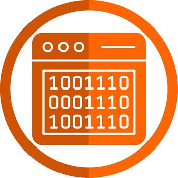 binario código glifo naranja circulo icono vector
