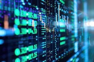 Closeup of financial stock market data with graphical representation showing market trends and analysis photo