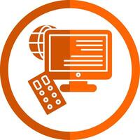 Remote Access Glyph Orange Circle Icon vector