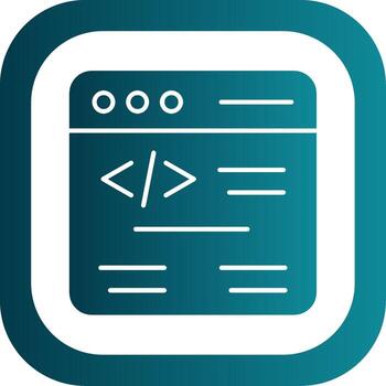 web codificación glifo degradado redondo esquina icono vector