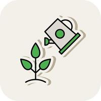 Watering Plants Line Filled White Shadow Icon vector