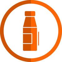 Leche botella glifo naranja circulo icono vector