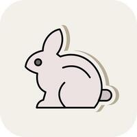 Rabbit Line Filled White Shadow Icon vector