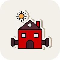 Farmhouse Line Filled White Shadow Icon vector