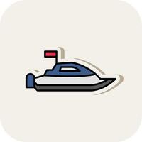 Speed Boat Line Filled White Shadow Icon vector