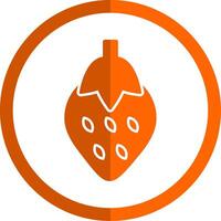 Strawberry Glyph Orange Circle Icon vector