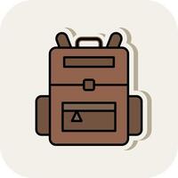 Backpack Line Filled White Shadow Icon vector