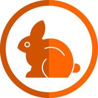 Rabbit Glyph Orange Circle Icon vector