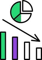 Pie Chart Filled Half Cut Icon vector