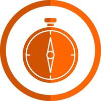 Compass Glyph Orange Circle Icon vector