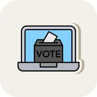 Online Voting Line Filled White Shadow Icon vector