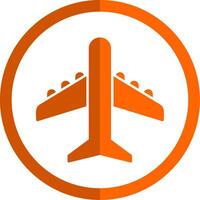 Plane Glyph Orange Circle Icon vector