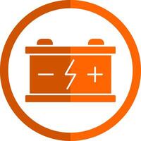 Battery Glyph Orange Circle Icon vector