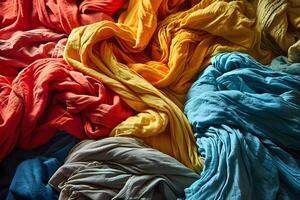 messy pile of colorful cloth, full frame photo