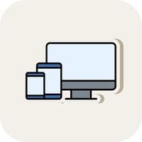 Responsive Design Line Filled White Shadow Icon vector