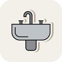 Sink Line Filled White Shadow Icon vector