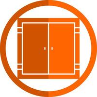 puerta glifo naranja circulo icono vector