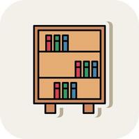 Bookshelf Line Filled White Shadow Icon vector