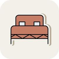 Double Bed Line Filled White Shadow Icon vector