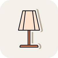 Table Lamp Line Filled White Shadow Icon vector