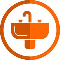 Sink Glyph Orange Circle Icon vector