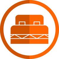 Double Bed Glyph Orange Circle Icon vector