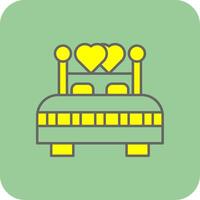 doble cama lleno amarillo icono vector