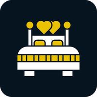 Double Bed Glyph Two Color Icon vector