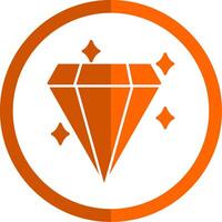 Diamond Glyph Orange Circle Icon vector