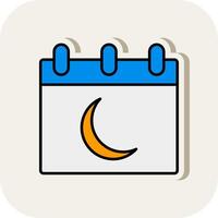 Moon Calendar Line Filled White Shadow Icon vector