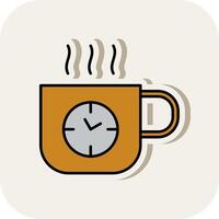 Coffee Time Line Filled White Shadow Icon vector