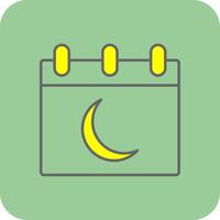 Moon Calendar Filled Yellow Icon vector