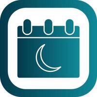 Moon Calendar Glyph Gradient Round Corner Icon vector